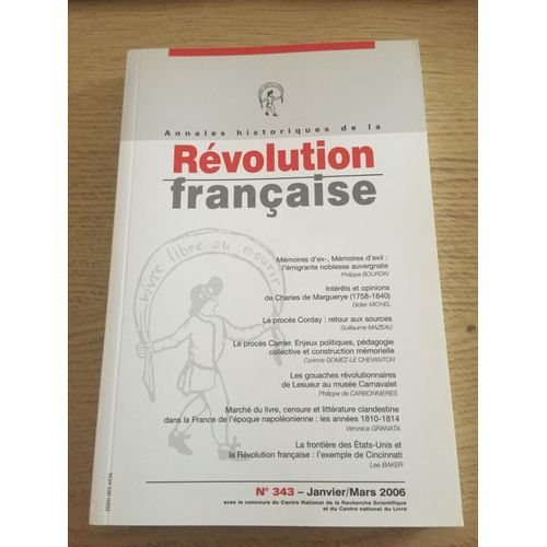 Annales Historiques De La Revolution Francaise 343 