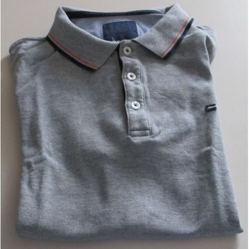 Polo Brice - Manches Courtes - Gris Avec Liseré Au Col Et Aux Manches - Taille M - Coton Et Viscose - Jamais Porté