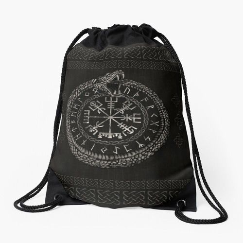 Sac à dos Vegvisir avec Ouroboros et runes Sac à cordon pour le sport cadeau
