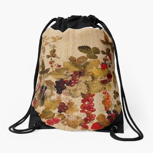 Sac à dos Cretonne française à motif fruits des bois Sac à cordon pour le sport cadeau