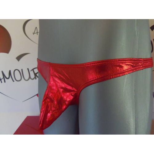 Slip Metallique Vinyle S M Homme Thong Underwear Man