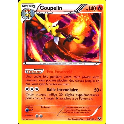 Carte Pokémon 26/146 Goupelin 140 Pv Xy Neuf Fr