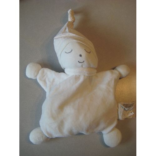 Doudou Semi Plat Bébé Souriant Blanc Du Pareil Au Même Bébé 22 Cm