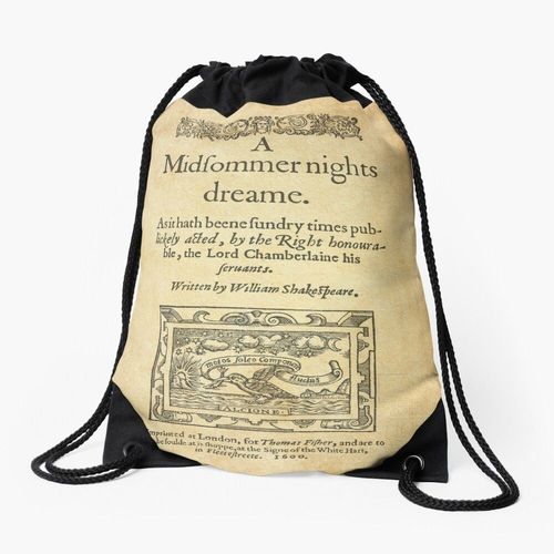 Sac à dos Shakespeare, Le Songe d'une nuit d'été 1600 Sac à cordon pour le sport cadeau