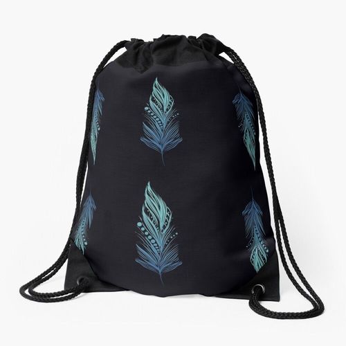 Sac à dos Motif de plumes bleues Sac à cordon pour le sport cadeau