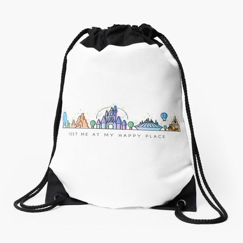 Sac à dos Rencontrez-moi à mon Happy Place Vector Orlando Theme Park Illustration Design Sac à cordon pour le sport cadeau