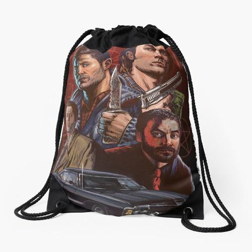 Sac à dos SURNATURAL : SAM DEAN WINCHESTER, CASTIEL, CROWLEY (LIBRE ARBITRE DE L'ÉQUIPE) MARCHANDISE 2017 Sac à cordon pour le sport cadeau