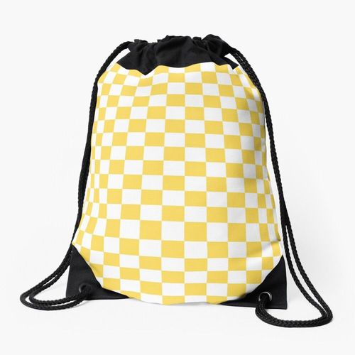 Sac à dos Motif Damier Jaune Moutarde Et Blanc Sac à cordon pour le sport cadeau