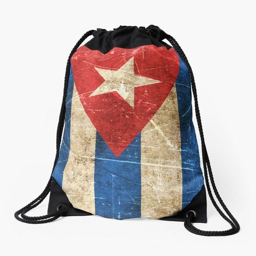 Sac à dos Drapeau cubain vintage vieilli et rayé Sac à cordon pour le sport cadeau