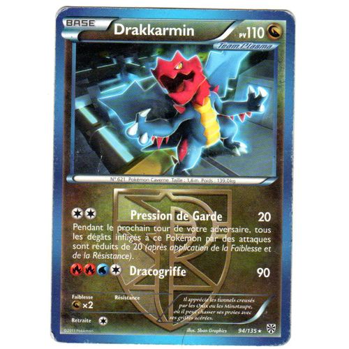Carte Pokémon Drakkarmin 94/135 Noir & Blanc Tempete Plasma Neuf