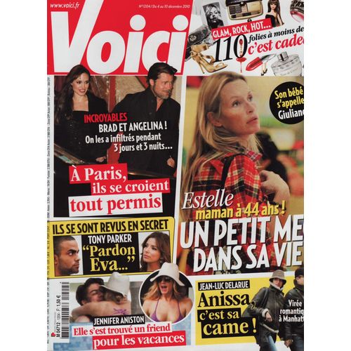 Voici / 04-12-2010 N°1204 : Estelle Lefébure (2p) - Brad Pitt / Angelina Jolie (3p) - Grégoire (2p) 