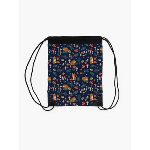 Sac à dos Animaux des bois d'hibernation et champignons vénéneux sur bleu Sac à cordon pour le sport cadeau
