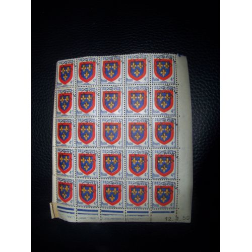 Planche De 25 Timbres Pré Oblitérés  Blason D'anjou De 1950