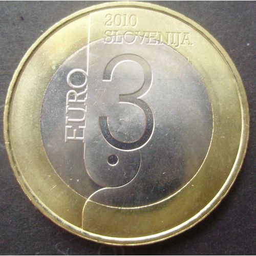   3 Euro 2010 Slovenia Bimetallico Slovenie Unesco