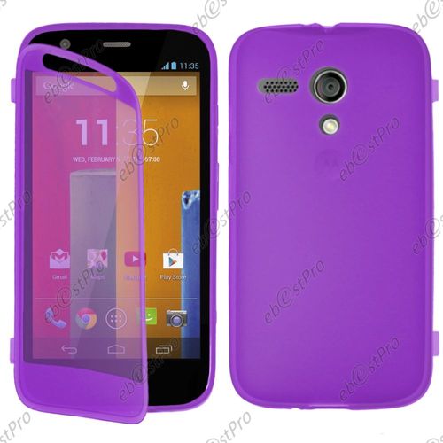 Ebeststar ® Housse Etui Coque Portefeuille Livre Silicone Gel Pour Motorola Moto G, Xt1032, Couleur Violet + Film Protection D'écran