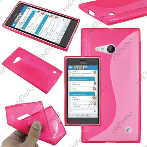 Ebeststar ® Housse Etui Coque Silicone Gel Motif S-Line Protection Souple Pour Nokia Lumia 735 730 Dual, Couleur Rose + Film Protection D'écran