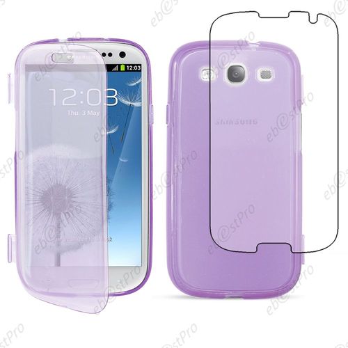 Ebeststar ® Housse Etui Coque Portefeuille Livre Silicone Gel Pour Samsung Galaxy S3 I9300 I9305, Couleur Violet + Film Protection D'écran