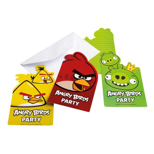 6 Invitations Carton Angry Birds¿