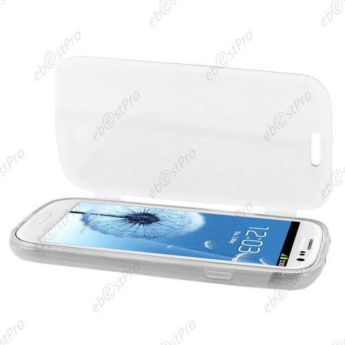 Ebeststar ® Coque Portefeuille À Rabat Housse Etui Livre Silicone Gel Pour Samsung Galaxy S3 I9300 I9305, Couleur Transparent + Film Protection D'écran