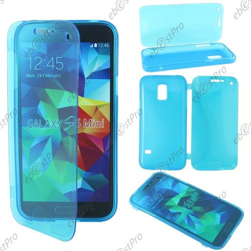 Ebeststar ® Housse Etui Coque Portefeuille Livre Silicone Gel Pour Samsung Galaxy S5 Mini Sm-G800 G800f G800h, Couleur Bleu + Film Protection D'écran