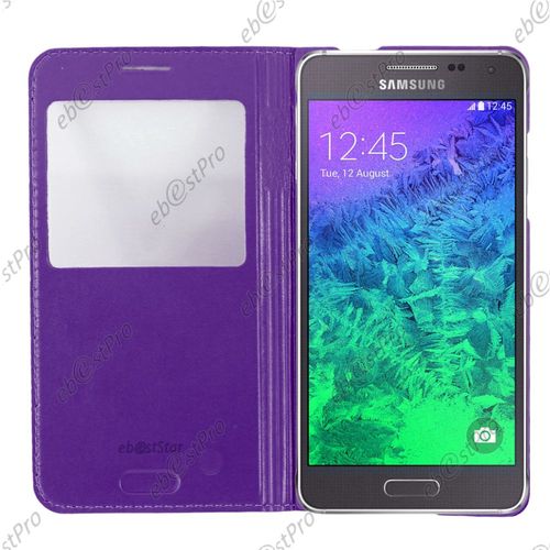 Ebeststar ® Housse Pochette Protection Coque Type S-View Portefeuille Livre Pour Samsung Galaxy Alpha Sm-G850f, Couleur Violet + Film Protection D'écran