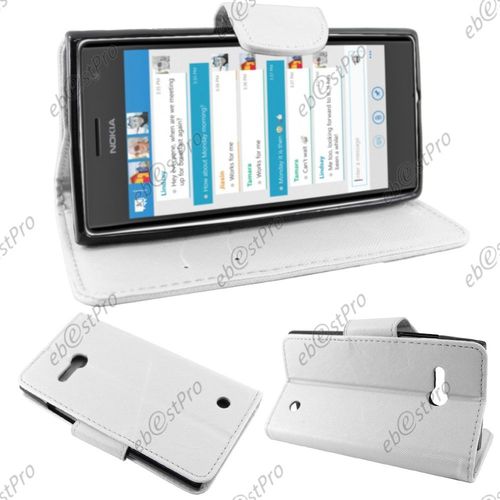 Ebeststar ® Etui Portefeuille Housse Protection Folio Coque Pour Nokia Lumia 735 730 Dual, Couleur Blanc + Film Protection D'écran