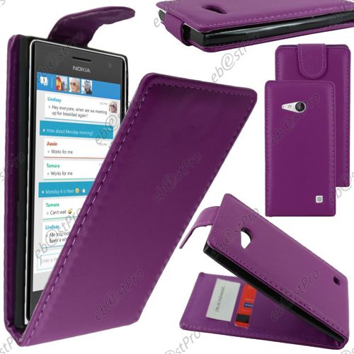 Ebeststar ® Housse Coque Etui Simili Cuir À Rabat Vertical Pour Nokia Lumia 735 730 Dual, Couleur Violet + Film Protection D'écran