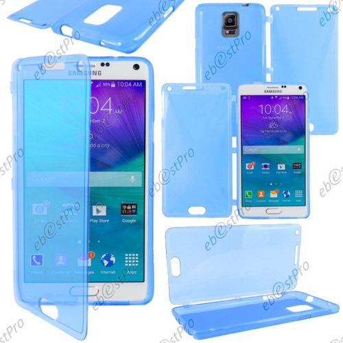 Ebeststar ® Housse Etui Coque Portefeuille Livre Silicone Gel Pour Samsung Galaxy Note 4 N910f, Couleur Bleu + Film Protection D'écran