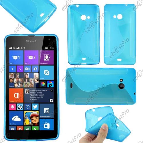 Ebeststar ® Coque S-Line Silicone Gel Motif Vague Housse Etui Protection Souple Pour Microsoft Lumia 535, Couleur Bleu + Film Protection D'écran