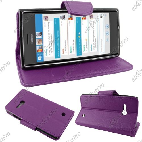 Ebeststar ® Etui Portefeuille Housse Protection Folio Coque Pour Nokia Lumia 735 730 Dual, Couleur Violet + Film Protection D'écran