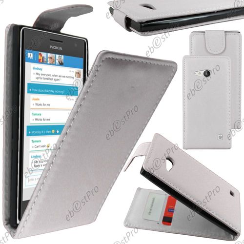 Ebeststar ® Housse Coque Etui Simili Cuir À Rabat Vertical Pour Nokia Lumia 735 730 Dual, Couleur Blanc + Film Protection D'écran
