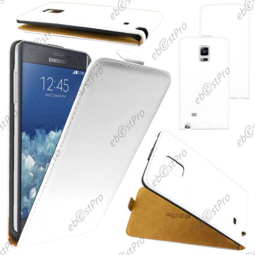 Ebeststar ® Housse Coque Etui En Pu Cuir À Rabat Ultra Fine (Slim Case) Pour Samsung Galaxy Note Edge, Couleur Blanc + Film Protection D'écran
