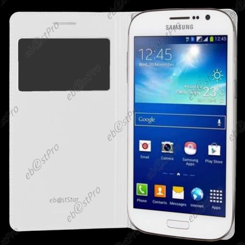 Ebeststar ® Housse Pochette Protection Coque Type S-View Portefeuille Livre Pour Samsung Galaxy Grand 2 G7105 G7102 G7100, Couleur Blanc + Film Protection D'écran