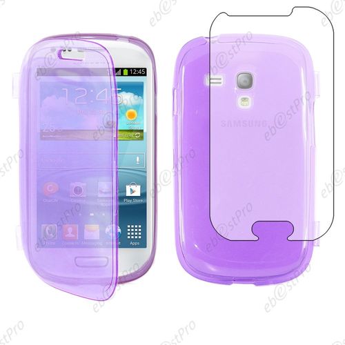 Ebeststar ® Housse Etui Coque Portefeuille Livre Silicone Gel Pour Samsung Galaxy S3 Mini Gt-I8190, I8190n, Couleur Violet + Film Protection D'écran
