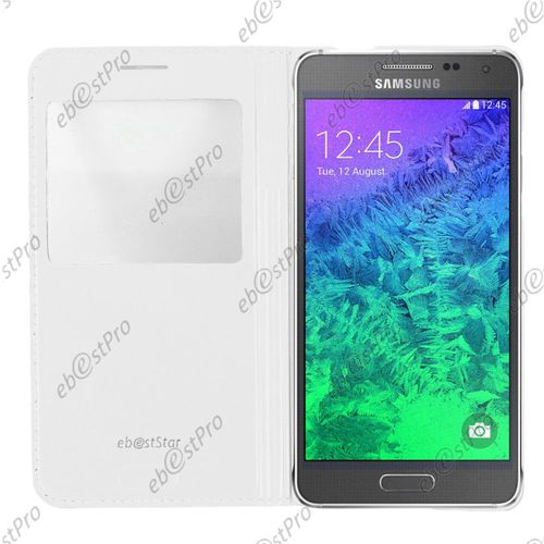 Ebeststar ® Housse Pochette Protection Coque Type S-View Portefeuille Livre Pour Samsung Galaxy Alpha Sm-G850f, Couleur Blanc + Film Protection D'écran
