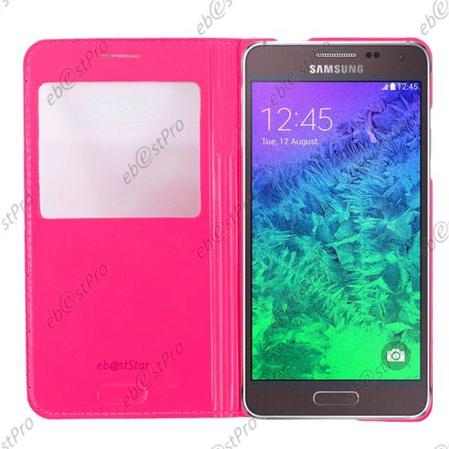 Ebeststar ® Housse Pochette Protection Coque Type S-View Portefeuille Livre Pour Samsung Galaxy Alpha Sm-G850f, Couleur Rose + Film Protection D'écran
