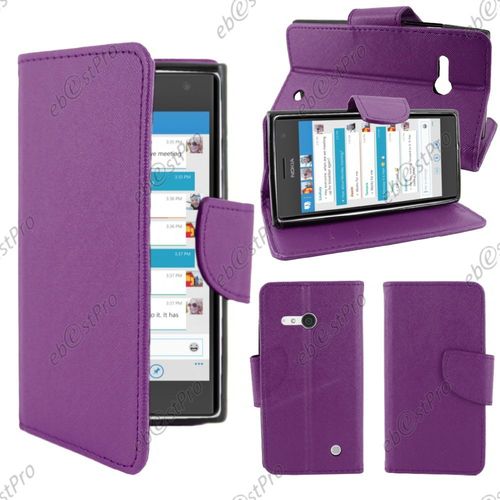 Ebeststar ® Housse Coque Etui Portefeuille Folio Book Livre Simili Cuir Pour Nokia Lumia 735 730 Dual, Couleur Violet + Film Protection D'écran