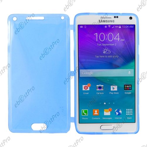 Ebeststar ® Coque Portefeuille À Rabat Housse Etui Livre Silicone Gel Pour Samsung Galaxy Note 4 N910f, Couleur Bleu + Film Protection D'écran