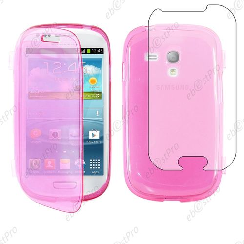 Ebeststar ® Housse Etui Coque Portefeuille Livre Silicone Gel Pour Samsung Galaxy S3 Mini Gt-I8190, I8190n, Couleur Rose + Film Protection D'écran