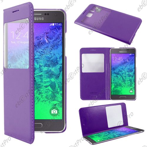 Ebeststar ® Housse Coque Etui Smart View Cover Type S-View Portefeuille Livre Pour Samsung Galaxy Alpha Sm-G850f, Couleur Bleu + Film Protection D'écran