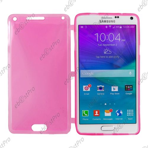 Ebeststar ® Coque Portefeuille À Rabat Housse Etui Livre Silicone Gel Pour Samsung Galaxy Note 4 N910f, Couleur Rose + Film Protection D'écran