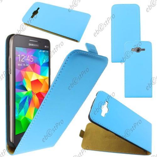 Ebeststar ® Housse Coque Etui En Pu Cuir À Rabat Ultra Fine (Slim Case) Pour Samsung Galaxy Grand Prime Sm-G530f Sm-G530h, Couleur Bleu + Film Protection D'écran