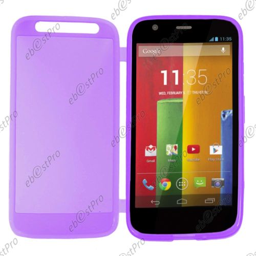 Ebeststar ® Coque Portefeuille À Rabat Housse Etui Livre Silicone Gel Pour Motorola Moto G, Xt1032, Couleur Violet + Film Protection D'écran