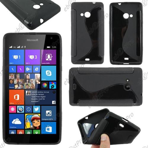 Ebeststar ® Coque S-Line Silicone Gel Motif Vague Housse Etui Protection Souple Pour Microsoft Lumia 535, Couleur Noir + Film Protection D'écran