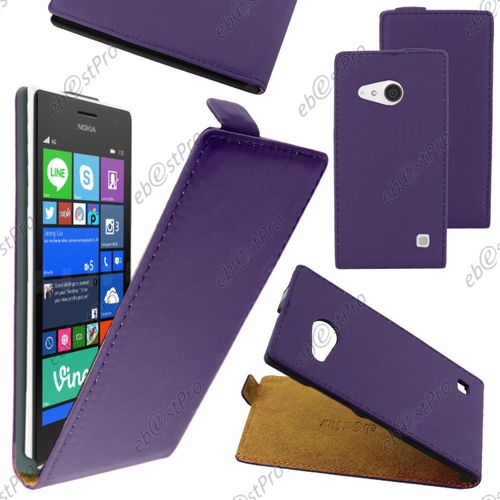 Ebeststar ® Housse Coque Etui En Pu Cuir À Rabat Ultra Fine (Slim Case) Pour Nokia Lumia 735 730 Dual, Couleur Violet + Film Protection D'écran