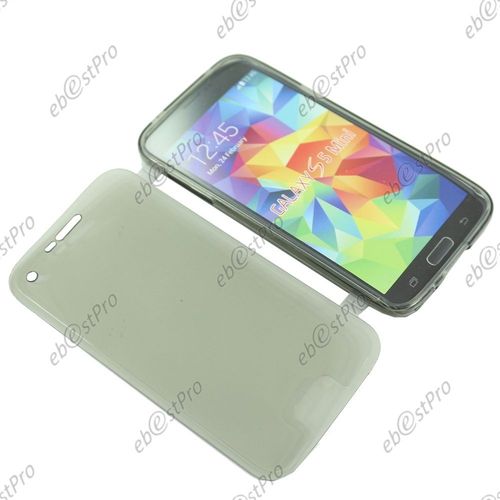 Ebeststar ® Coque Portefeuille À Rabat Housse Etui Livre Silicone Gel Pour Samsung Galaxy S5 Mini Sm-G800 G800f G800h, Couleur Noir + Film Protection D'écran