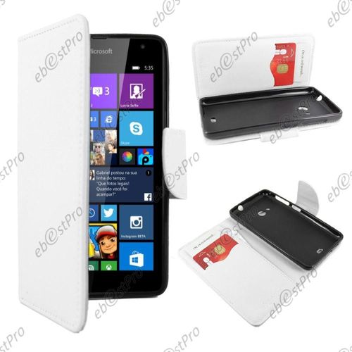 Ebeststar ® Etui Portefeuille Housse Protection Folio Coque Pour Microsoft Lumia 535, Couleur Blanc + Film Protection D'écran
