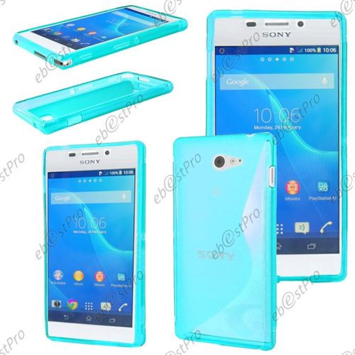 Ebeststar ® Housse Etui Coque Silicone Gel Motif S-Line Protection Souple Pour Sony Xperia M2 D2302 D2303, Couleur Bleu + Film Protection D'écran