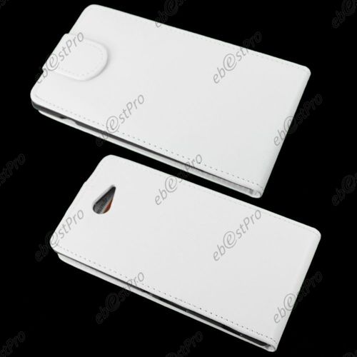 Ebeststar ® Coque Housse Etui Simili Cuir Rabattable Pour Sony Xperia M2 D2302 D2303, Couleur Blanc + Film Protection D'écran