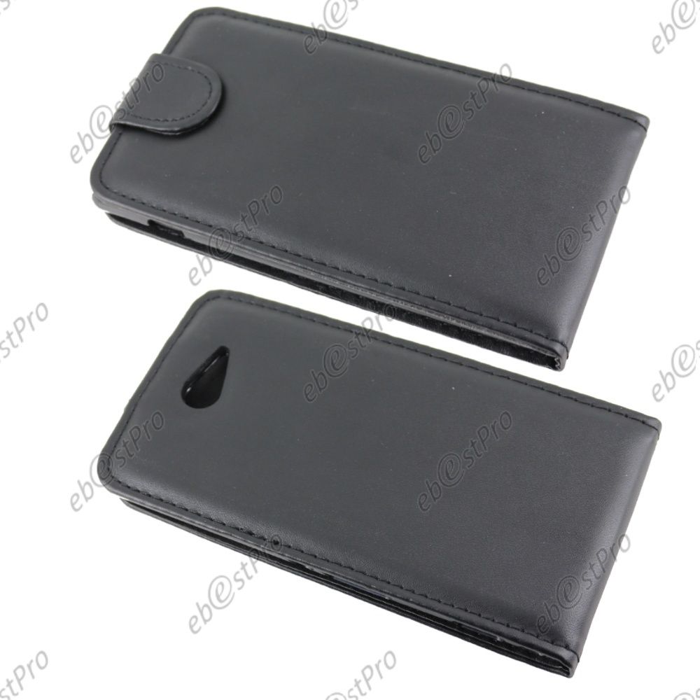 Ebeststar ® Coque Housse Etui Simili Cuir Rabattable Pour Sony Xperia M2 D2302 D2303, Couleur Noir + Film Protection D'écran